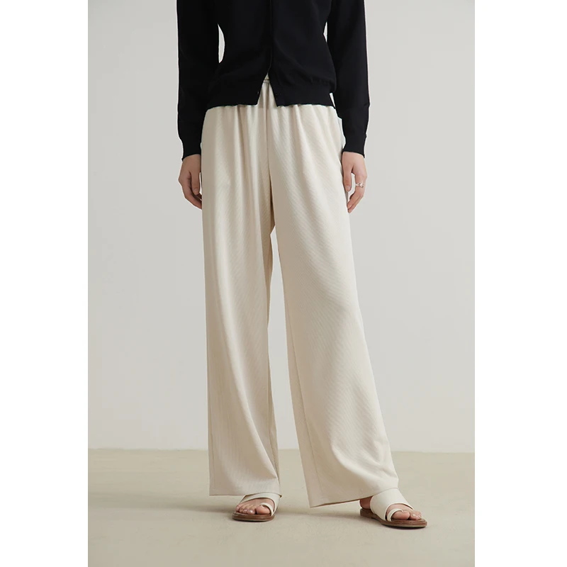 DUSHU Double Style Pendant Casual Straight Tube Cloud Pants 2024 Spring New High Waisted Slimming Pants 24DS81230+24DS81252