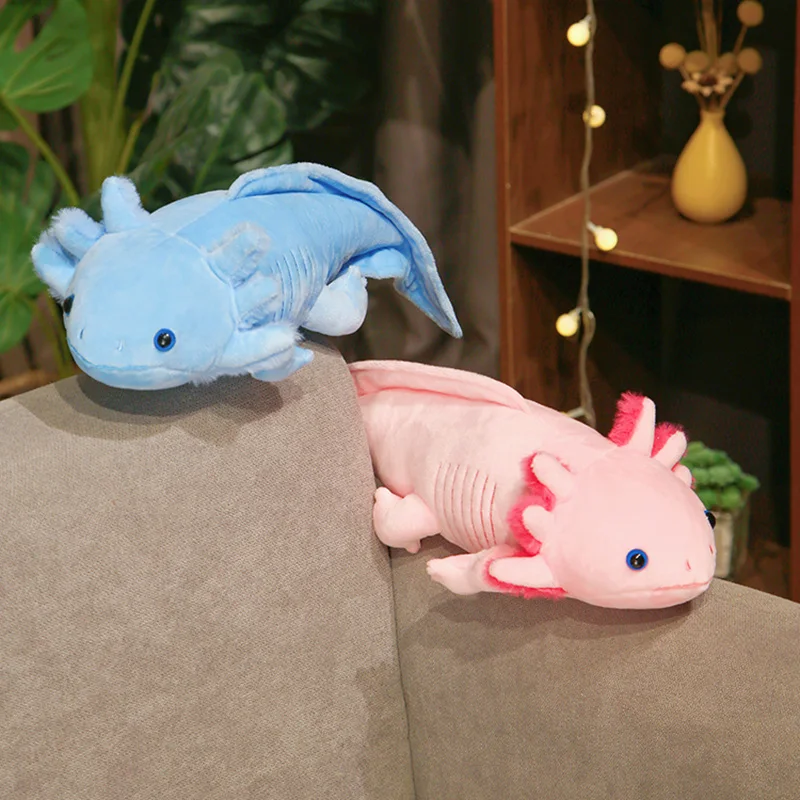 45cm 귀여운 도롱뇽 플러시 장난감 시뮬레이션 공룡 Ambystoma 인형 인형 Kawaii Mexicanum Axolotl 동물 인형 어린이를위한 선물