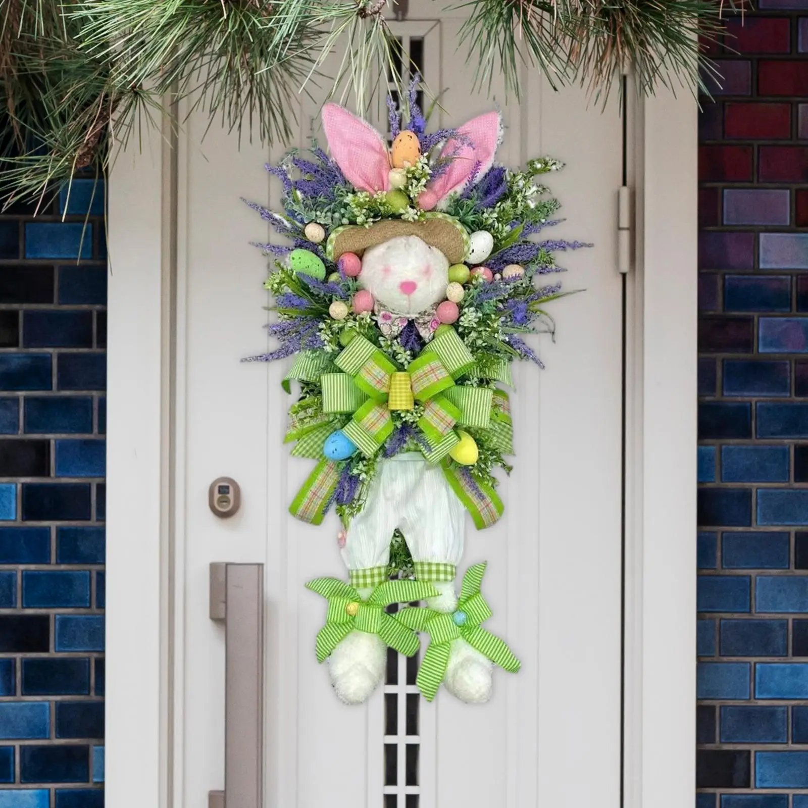Easter Rabbit Egg Wreath for Front Door Greenery Leaves for Wedding Bedroom