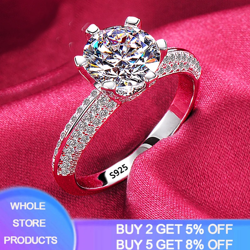 

Promise Ring With Certificate 925 Real Sterling Silver High Quality 5A Grade Zirconia Wedding Rings for Women Engagement Jewelry