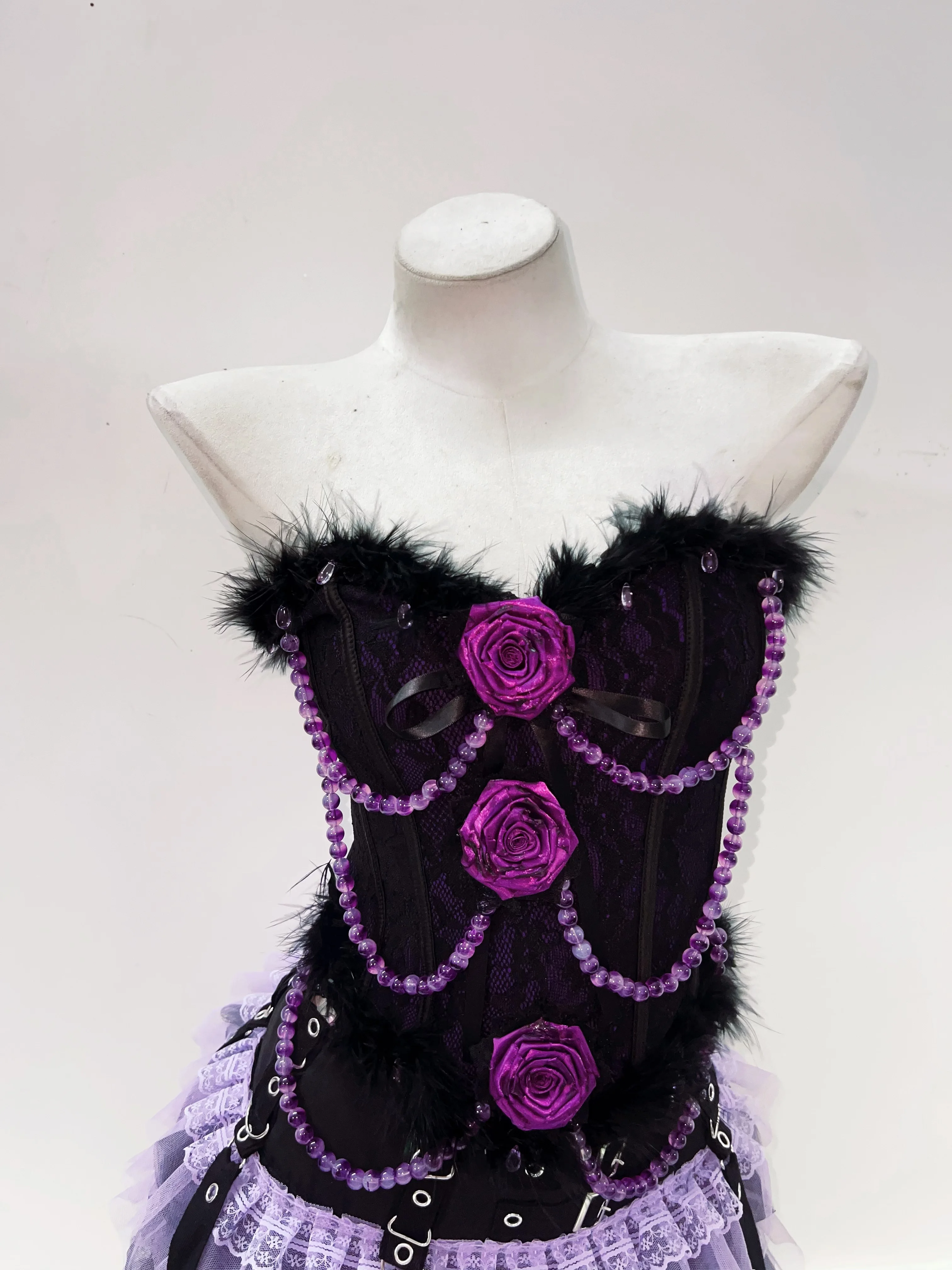 Purple Faux Pearl and Rose Bustier Top 5