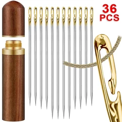 12/24/36Pcs Blind Sewing Needles Elderly Big Hole Stainless Steel Needle for Sewing Household DIY Jewerly Bead Threading Needles