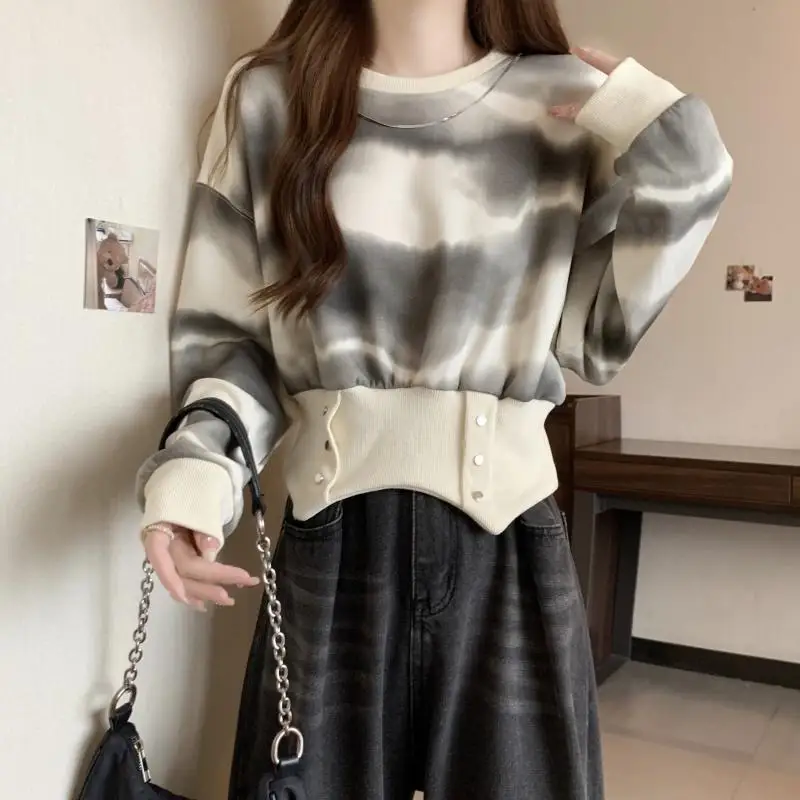 Women's Autumn Winter New Fashion Elegant Round Neck Pullover Long Sleeve Casual Versatile Western Commuting Comfortable Tops