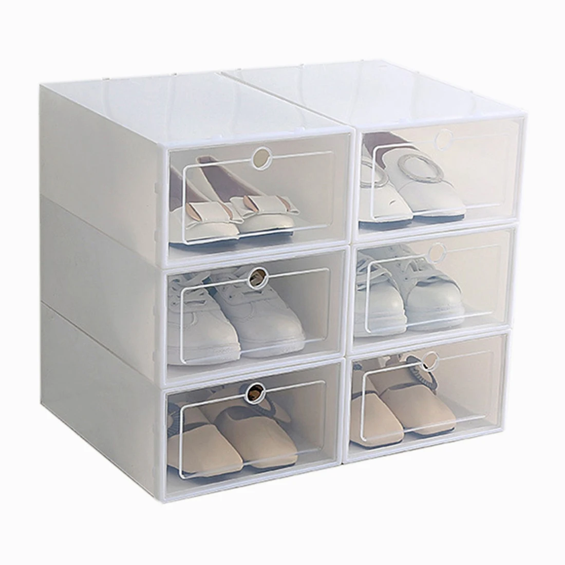 

Коробка для обуви карамельного цвета, прозрачная пластиковая коробка для хранения обуви, ящик для хранения обуви Прямоугольный белый, 6 шт.