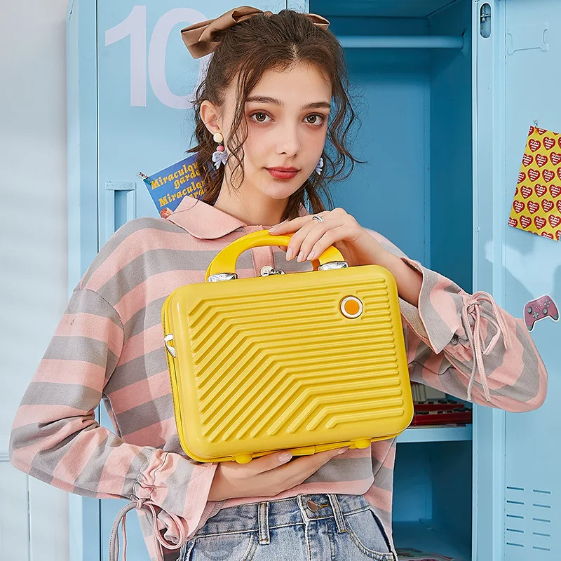 

New Korean version portable shoulder strap makeup box 14 inch small luggage travel storage bag