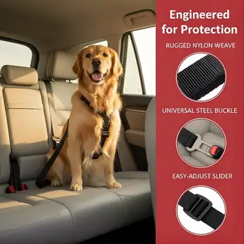 Cintura di sicurezza per cani da auto, regolabile, con clip per guinzaglio, cinghia di contenimento sicura per viaggi in auto, mantiene gli animali domestici al sicuro