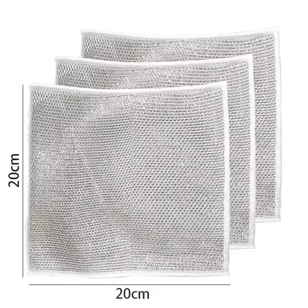 Description Picture 4 of item10pcs Magic Dishcloth Silver Wire Cleaning Kitchen Cloth Thickened Microfiber Wash Towel Built-in Sponge Steel Wire Ball Rag