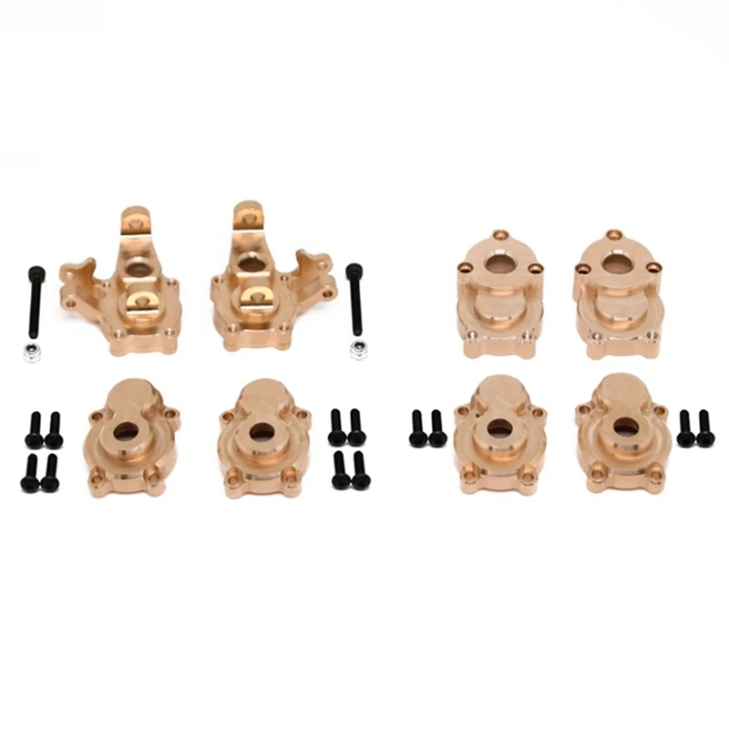 

8Pcs Brass Front & Rear Portal Drive Housing Cover Steering Knuckles For YK4102 YK4103 YK4082 Yikong RC Crawler Parts