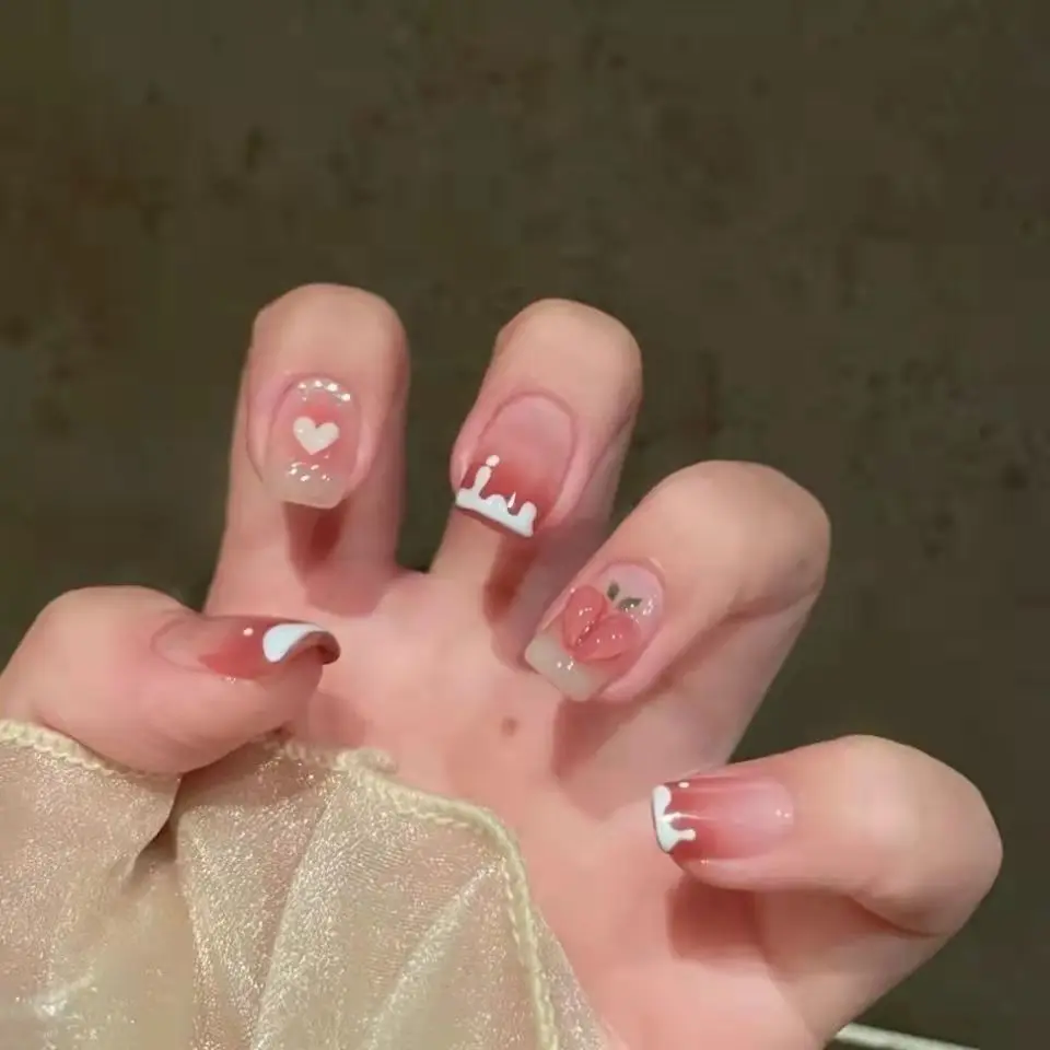 

24 шт., бесшовные накладные ногти с полным покрытием