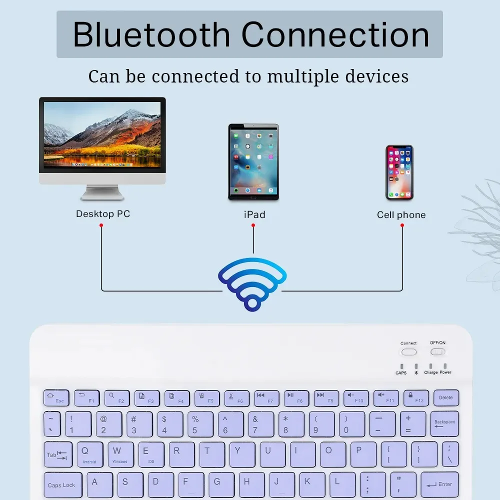 Wireless Keyboard Mouse iPad Keyboard Tablet Keyboard Wireless Keyboard Mini Wireless Bluetooth Mouse 10inch BT Spanish Keyboard For iPad 10th Air 2 generation Phone Tablet Portable For Huawei Android