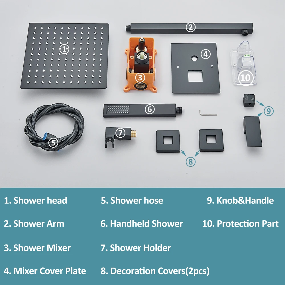 Concealed Shower System with 10 Inch Rain Shower and Handheld Spray Bathroom Luxury Rain Faucet Set shower head shower set