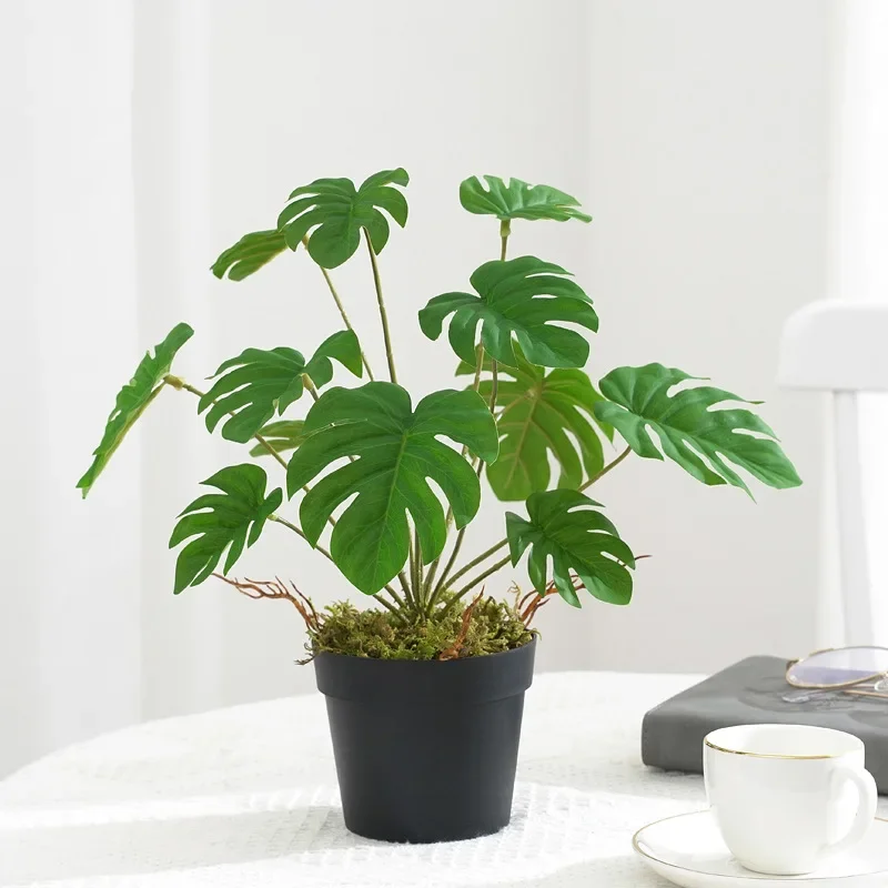Piante Artificiali Erba Verde Home Garden Decor Seta Piccola Pianta Foglie Begonia Tropicale Monstera Decorazione Della Casa