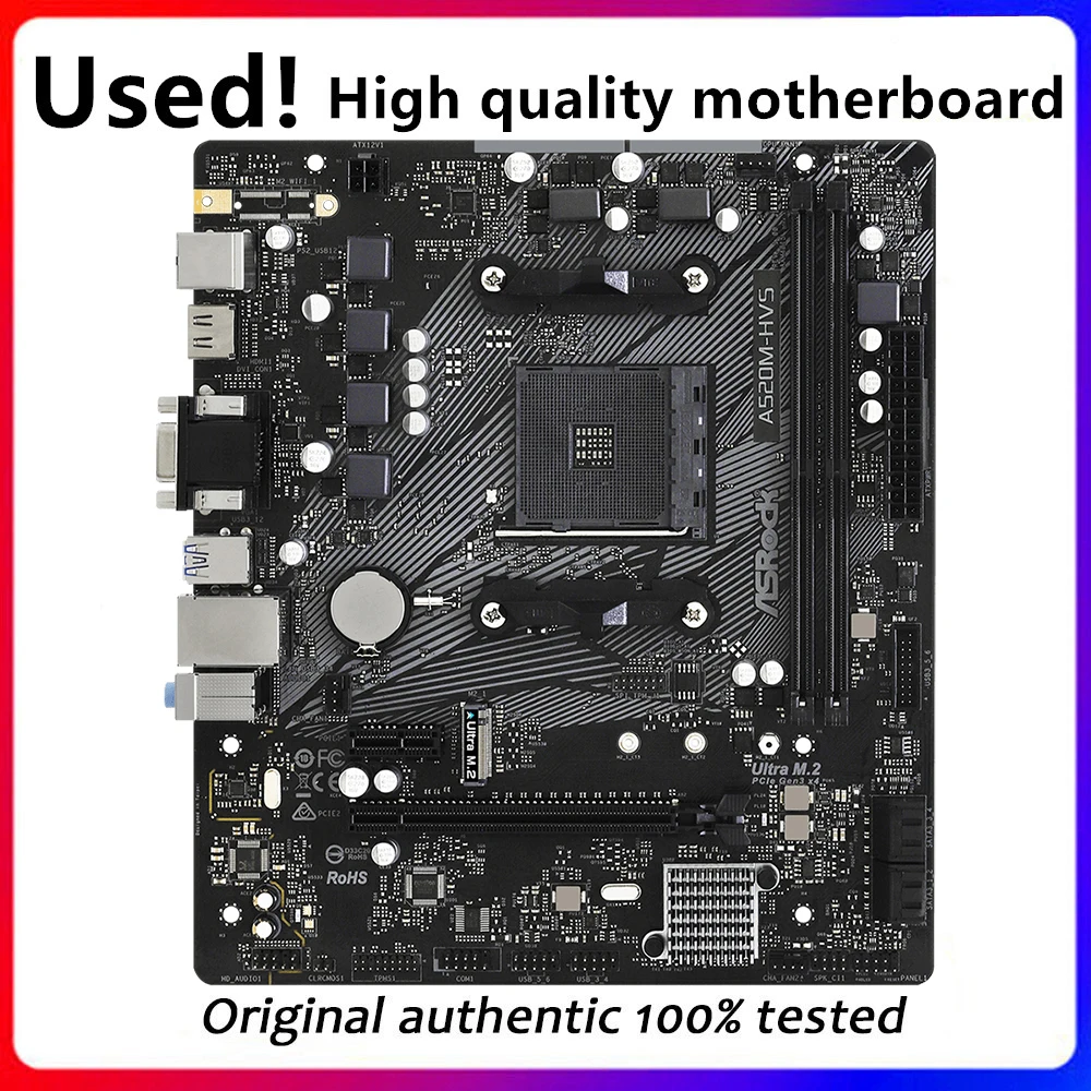 Utilizzato Per Presa Scheda Madre Asrock A520M-Hvs Am4 Per Supporto Scheda Madre Desktop Originale Amd A520 A520M 5600G