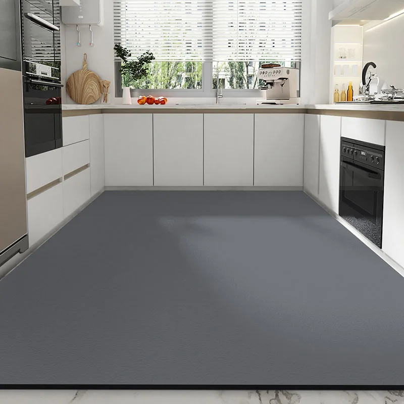 

Kitchen Grey Carpet Solid Color Pvc Leather Mat Waterproof Floor Mats Household Large Area Rug Home Decor Alfombra De Cocina