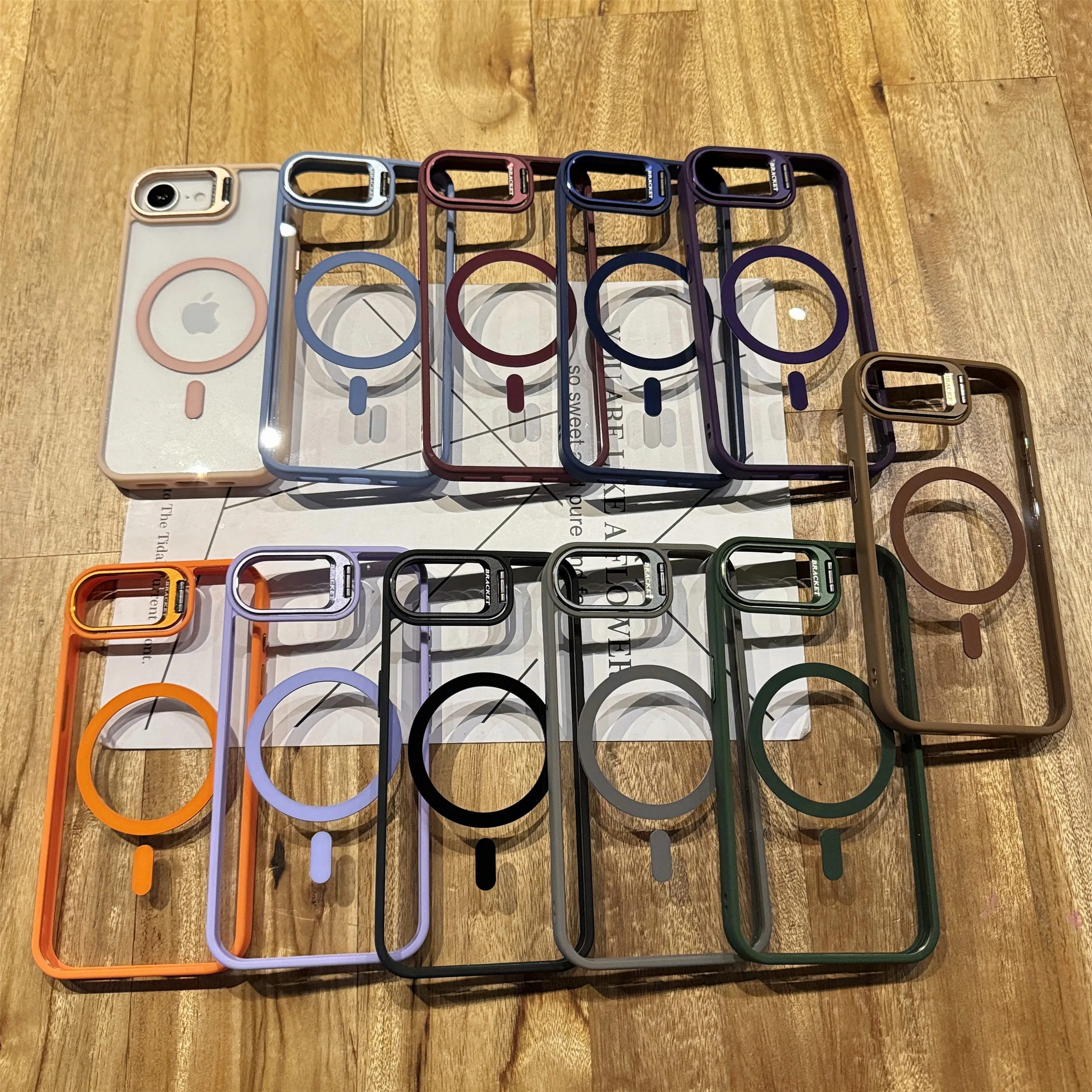 Magnetic Metal Ring Holder Case with Clear Lens Protection and Hard Back Cover