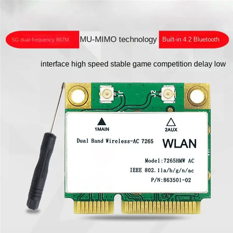 SWXF 1200M WiFi 무선 LAN 듀얼 밴드 2.4G 5Ghz 블루투스 4.2 기가비트 무선 LAN 어댑터 (Win7, Win8, Win10, Linux 7265HMW 호환)