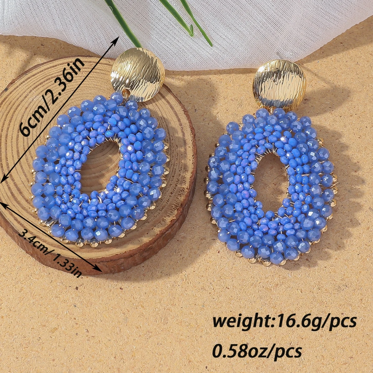 Bohemain Vintage Oval Crystal Beaded Drop Earrings for Women Handmade Multicolor Big Statement Earring Summer Party Jewelry Gift
