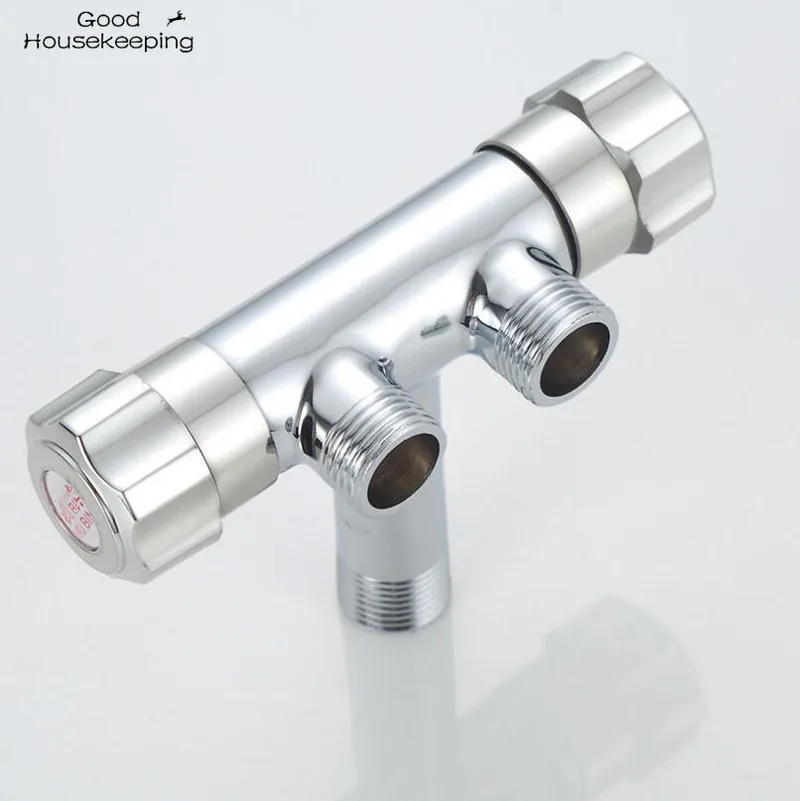 G1/2 Three-way Triangle Valve One Into Two Out Double Water Angle Valve Washing Machine Toilet Stop Multi-function Tap faucet valve angle valve inlet valve triangle valve