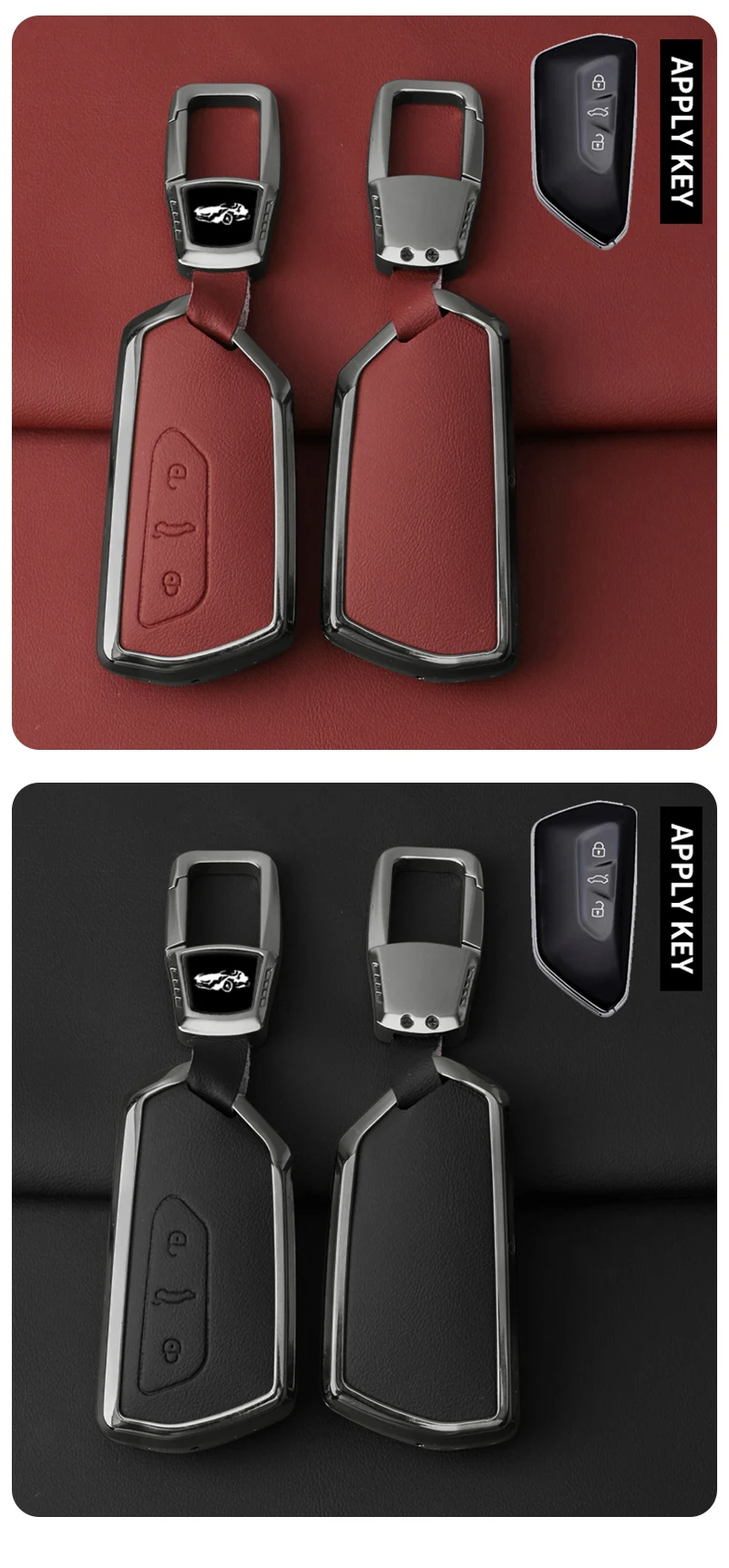 Metall Leder Auto Schlüssel etui Abdeckung für VW Volkswagen Golf 8 mk8 id.3 id.4 Cupra Skoda Octavia A8 Sitz Leon MK4 Formentor Tarraco – Detail 7