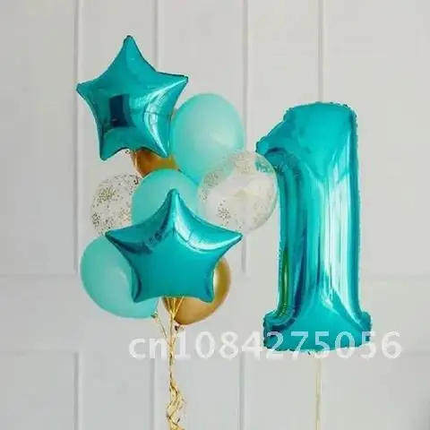 

32 inch Tiffany Blue Number Foil Helium Balloons Baby Shower Digit Globos 1st 2nd Birthday Party Decorations Kids Supplies 1set