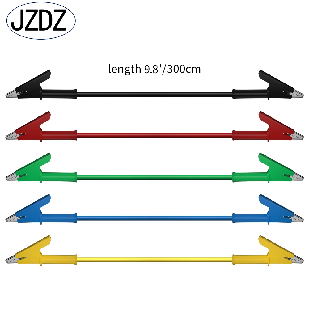JZDZ 300CM 5pcs 4mm 악어 클립-악어 클립 멀티 미터 테스트 리드 케이블 라인 점퍼 와이어 전기 테스트 도구 70036