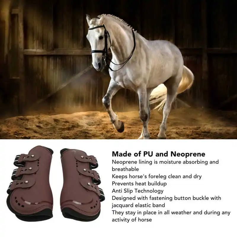 Cavalo frente perna botas respirável resistente ao impacto evitar  deslizamento cavalo perna guarda para o treinamento saltando equitação  marrom h - AliExpress