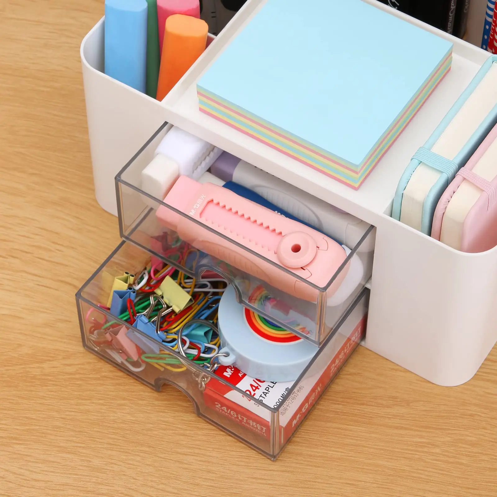 1pc Desktop Drawer Stationery Storage Box Large Capacity Office Pen Holder Multifunctional Pen Holder Desktop Storage Box Stationery Organizer Stationery Storage Box Desktop Storage Kit Storage Drawer Boxes