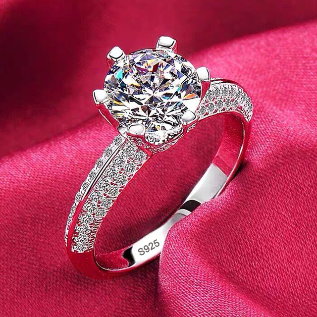 Fade 18K White Gold Rings Women High Quality Zirconia Diamond Original 925 Silver Rings Wedding Band Bridal Jewelry Gift