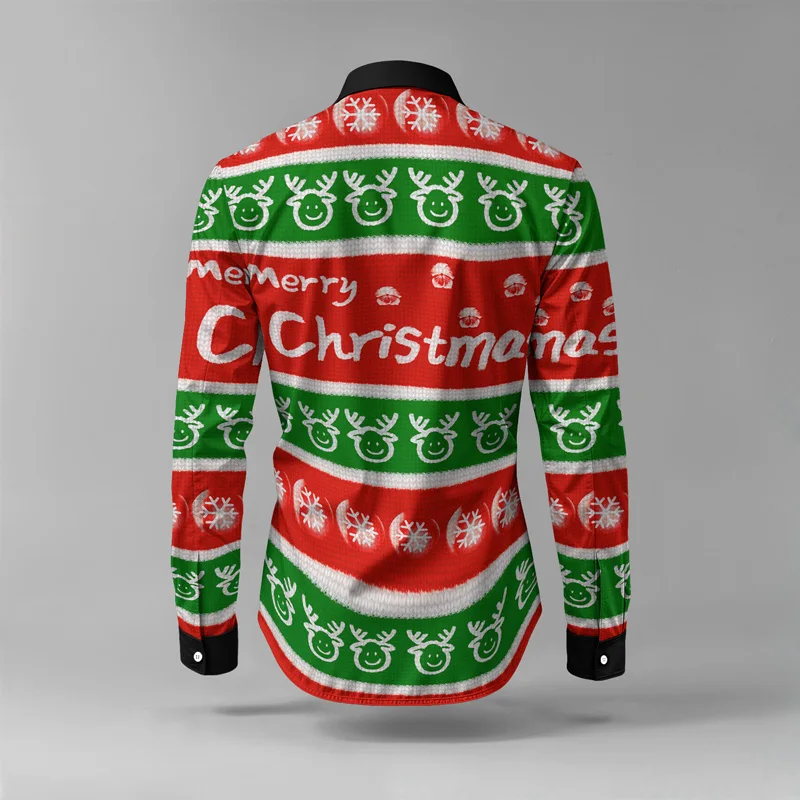 Christmas Printed Men's Shirt Set Two Piece Gingerbread Snowman_voghion.com