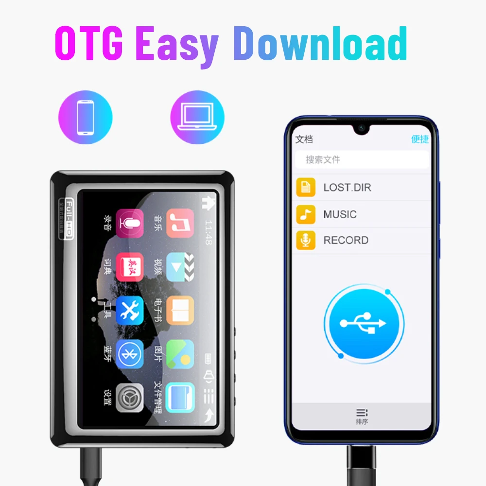 Music Player MP5 Player Clip Mini Walkman Student Portable Sport HD Music Player Mp3 Mp4 with FM/Speaker/E-book Reading /Recorder