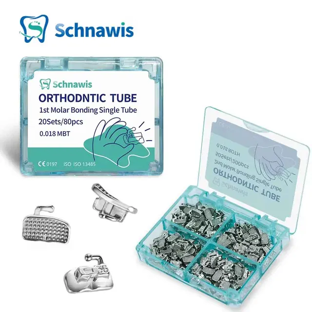 20Set/80pcs Dental Orthodontic Buccal Tubes Bondable 1st Molar Monoblock Non-Convertible Single Tube Roth MBT Orthodontist Tool