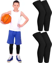 Youth Non - Slip UV Protection Compression Leg Sleeves (White)