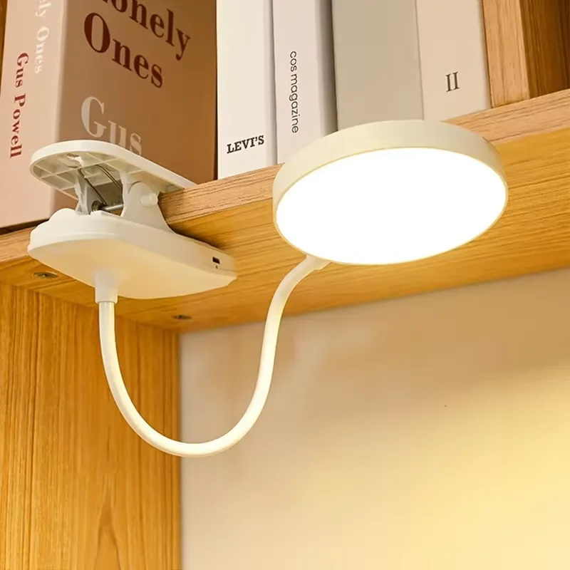 مصباح طاولة LED قابل لإعادة الشحن عبر USB مع مشبك قابل للطي، مصباح للقراءة والدراسة، يعمل باللمس مع 3 أوضاع إضاءة، حماية للعين