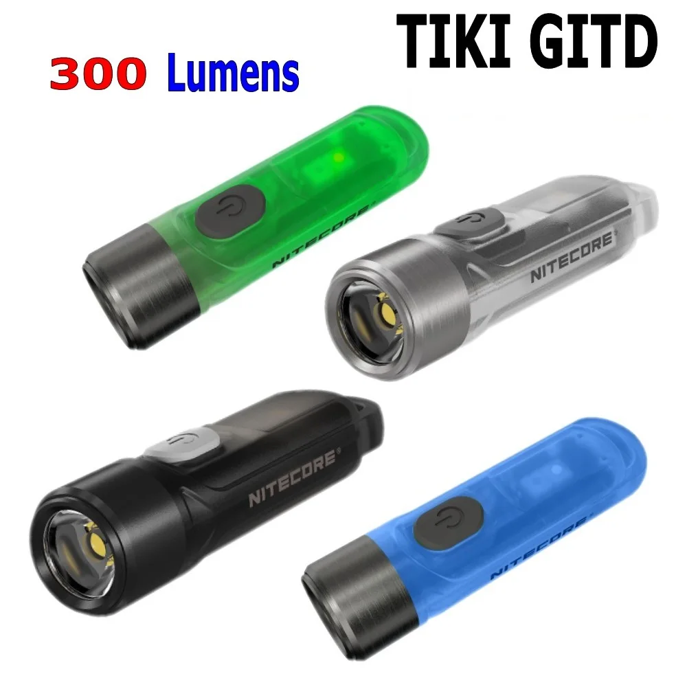 Original Nitecore Tiki Le Keychain Flashlight Tiki Gitd 300lumens Mini