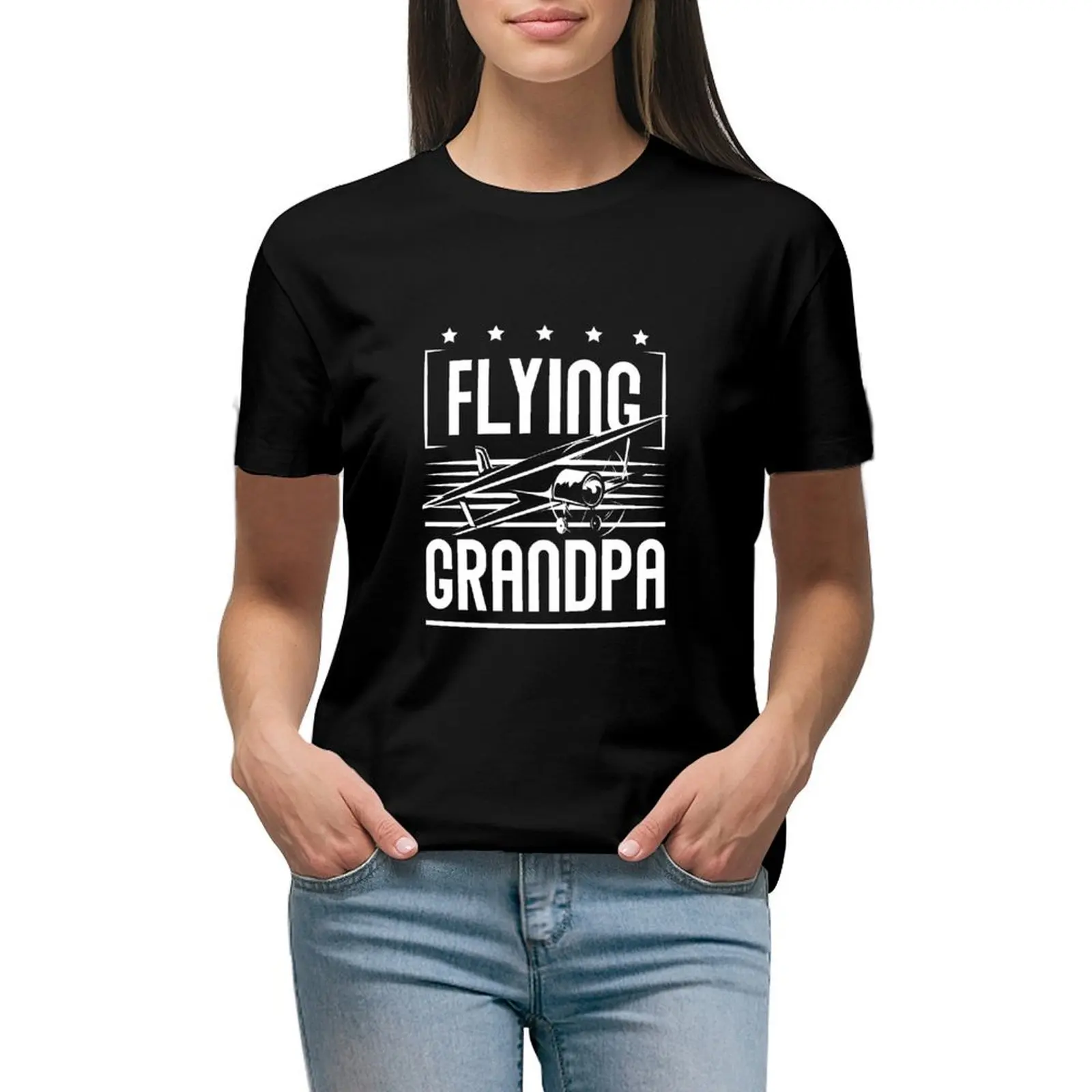 

Airplane Aviation Design for a Flying Grandpa Pilot T-shirt vintage clothes anime clothes t-shirts for Women cotton