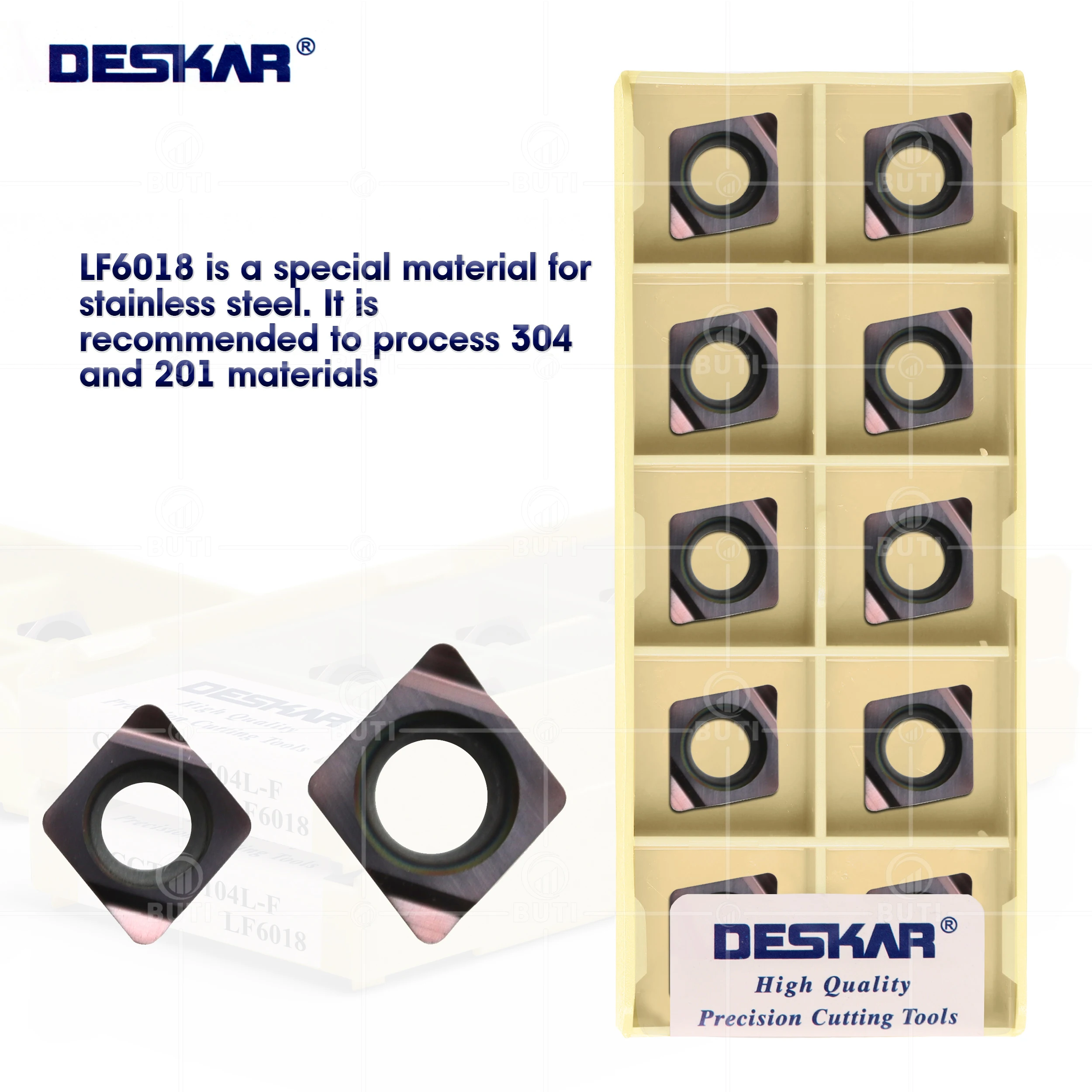 

DESKAR 100% Original CCGT030104L-F LF6018 CCGT040104L-F LF6018 CNC Lathe Inner Hole Turning Blade For Stainless Steel Processing