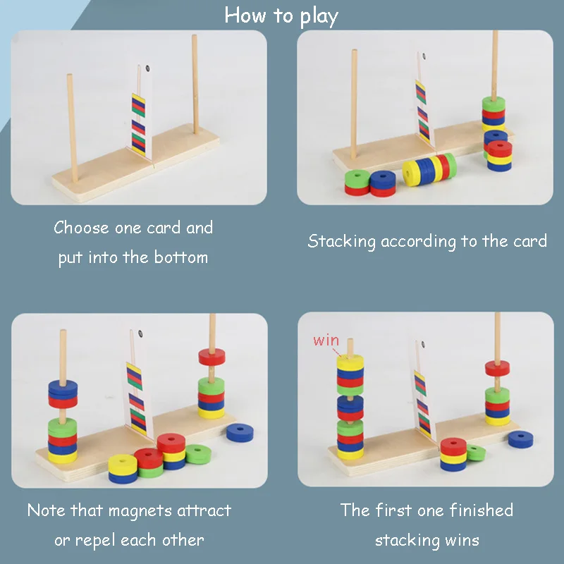 Montessori Magnetic Brain Games Children Mental Skill Toy Thinking Training Blocks Stacking Color Matching Kids Party Game