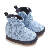 Winter New Baby Booties Boy Girl Boots Fashion Car Print Socks Slipper Warm Infant First Walker Crib Shoes with Gripper Soles 4