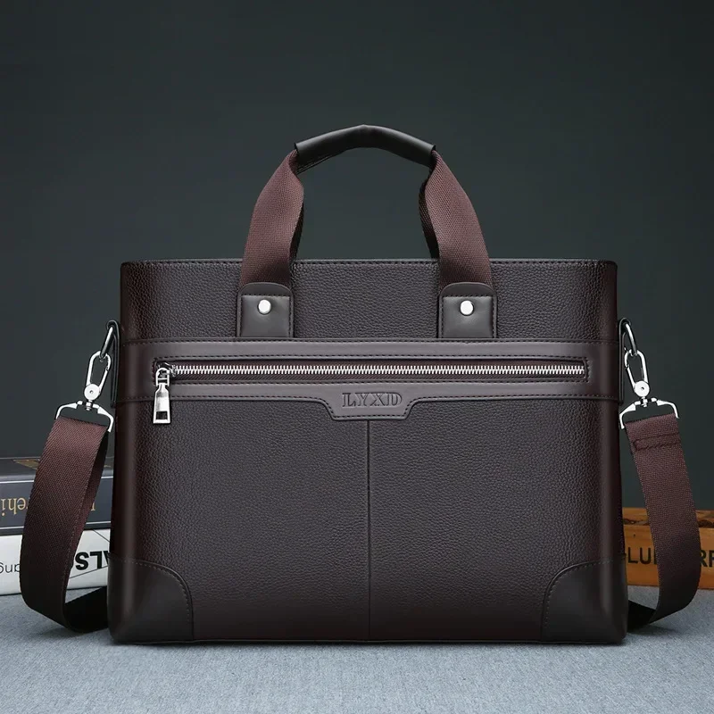 Men's PU Leather Briefcase, Waterproof Anti-Theft Laptop Bag for Business, Office & Travel - Document Organizer Shoulder Bag 패키지