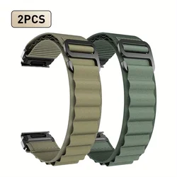 Unisex Quick Release Wave Nylon Watch Band - 2PC Set (20/22/26mm) - QuickFit 20mm (Army green and green)
