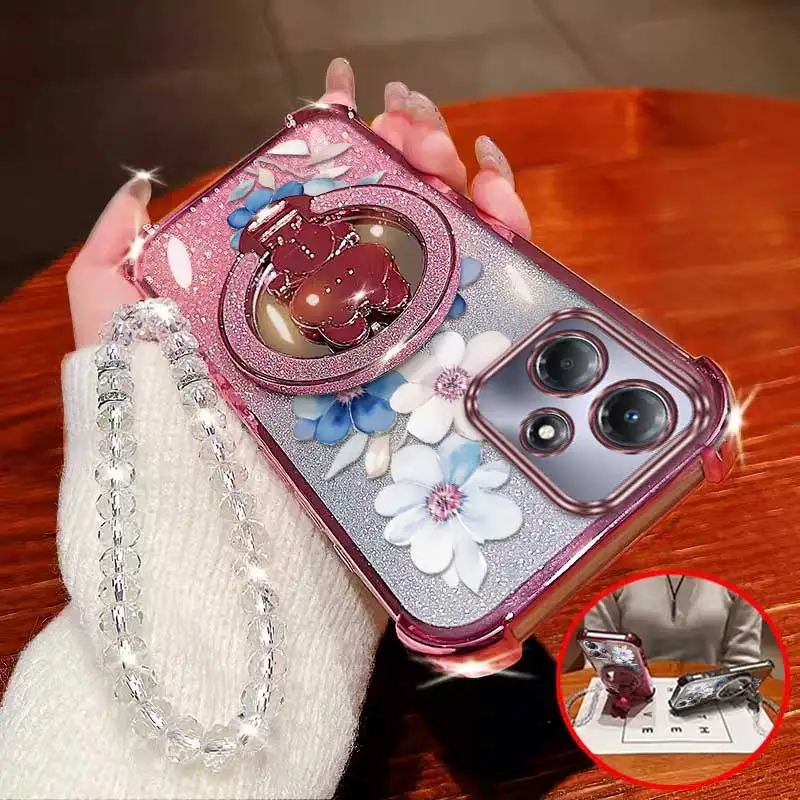 3-Piece Floral Phone Case Set with Lanyard and Stand