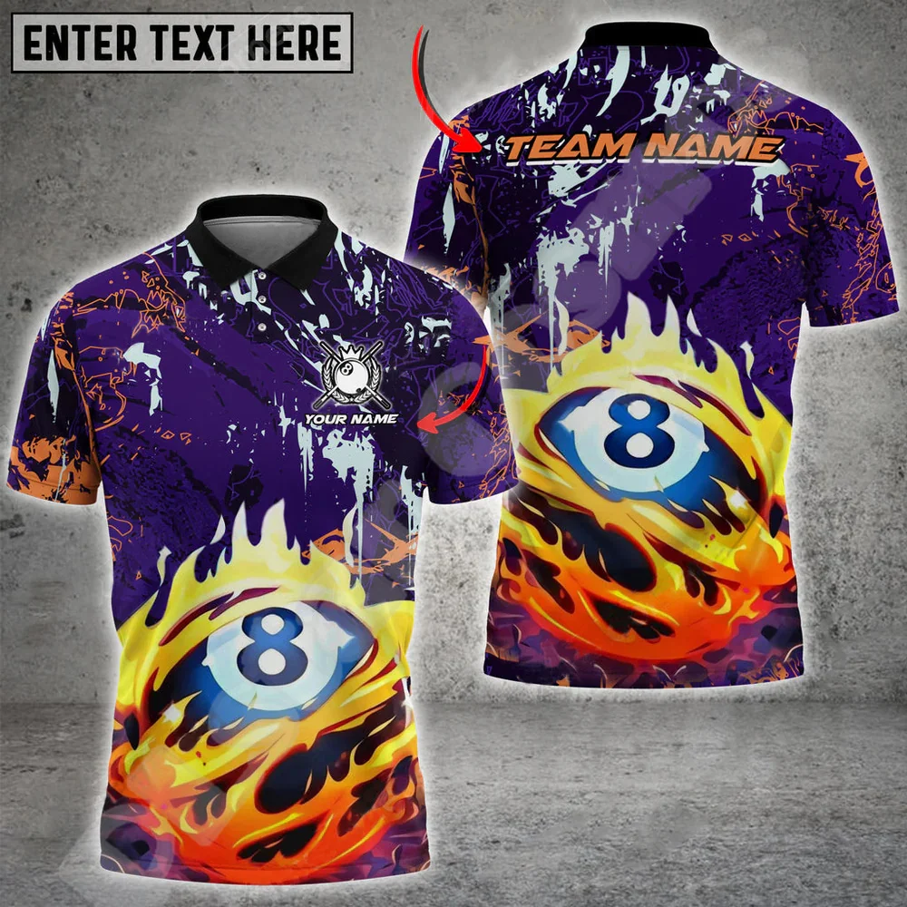 

Custom Name Billiards Skull Mesh Breathable Graffiti Fire Tattoo Retro 3DPrint Harajuku Summer Short Sleeves Funny Polo Shirts H