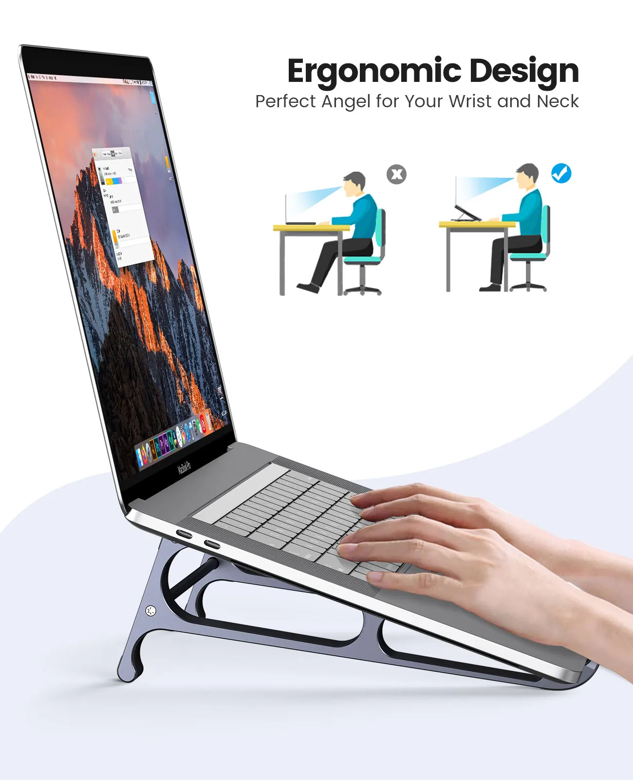 Orico-suporte de Alumínio para Laptop Suporte Vertical Suporte para Notebook Desktop Suporte para Tablet Portátil de 13 a 17. - Imagem 6