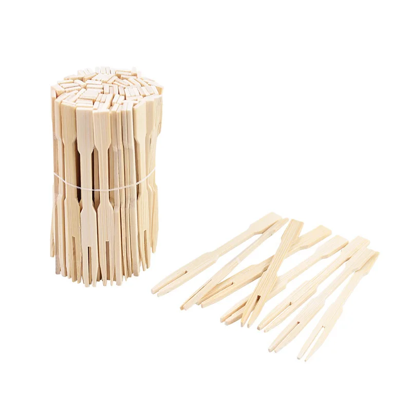 100pcs Mini Bamboo Forks Cocktail Fruit Forks Appetizer Small Forks for Disposable Food Picks Party Charcuterie Accessories