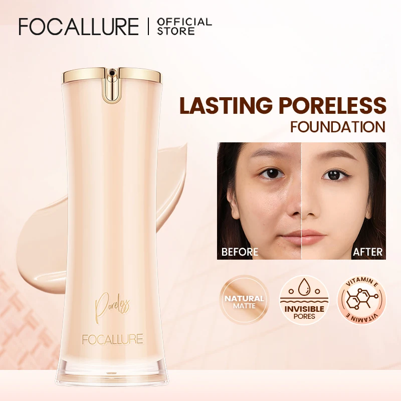 

FOCALLURE Liquid Foundation Long-lasting Oil-control High Coverage Poreless Lightweight Concealer Face Base Makeup Cosmetics