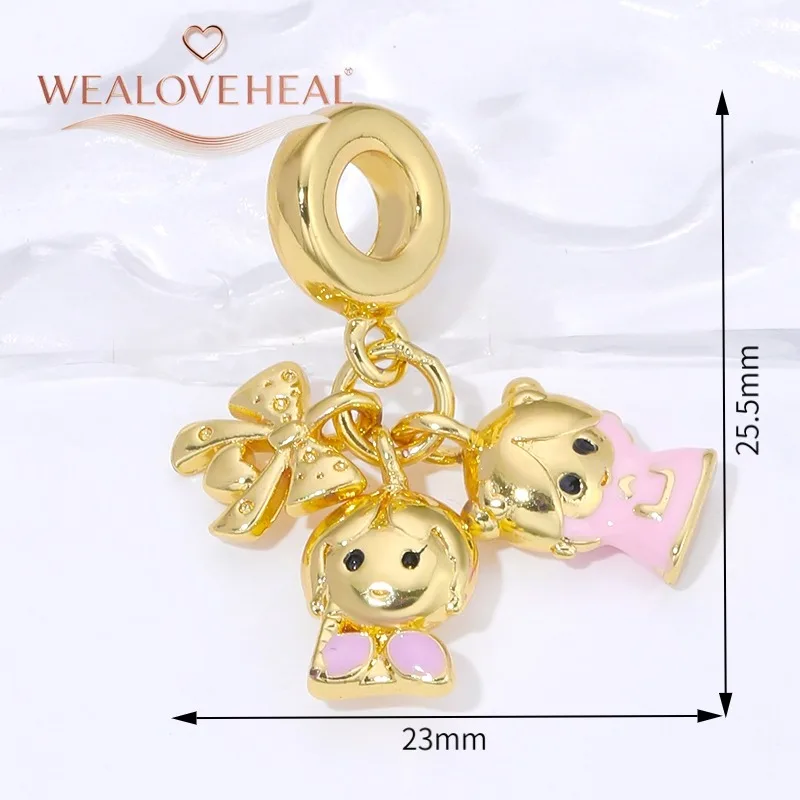charms für armbänder,Niedliche, süße, pinkfarbene Emaille-Boxhandschuhe/Cartoon-Mädchen/Haartrockner-Kamm-Clip-Anhänger für DIY-Halsketten- und Armband-Schmuckherstellungszubehör – Detail 24