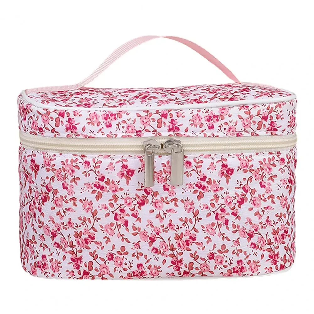 Floral Pattern Portable Travel Cosmetic Bag Makeup Organizer