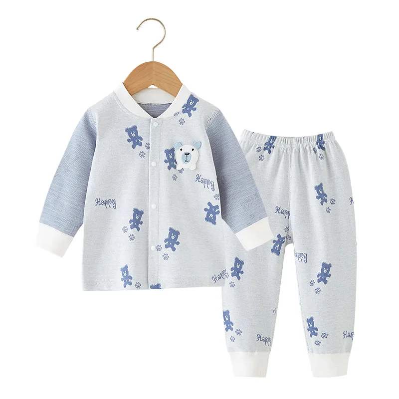 0-3T Infant Baby Boys Girls Clothes Set Bear Print Long Sleeve Cotton Top Pant Suit Underwear Set Sleepwear Pajamas Outfit