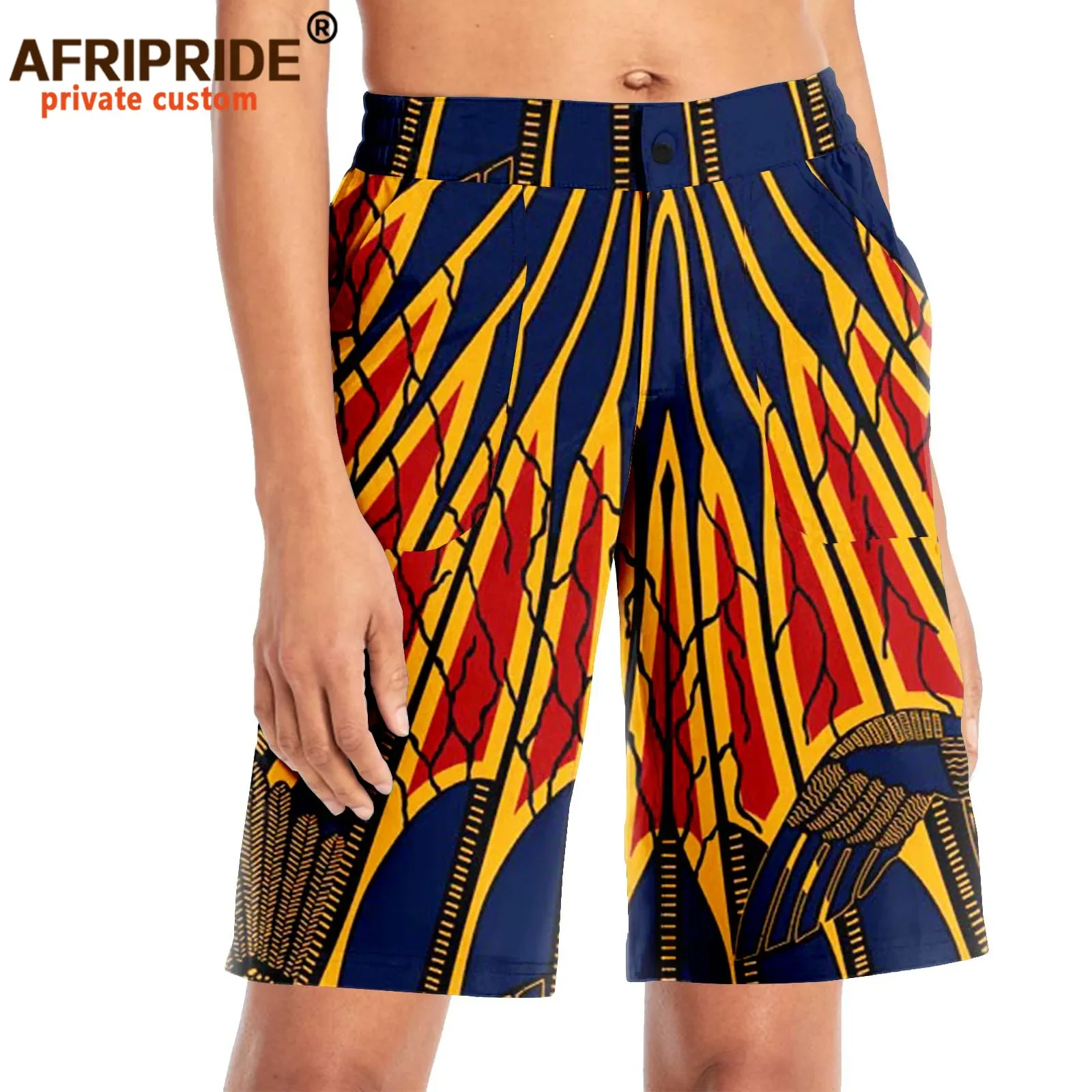 African Shorts for Women Summer Fashion Casual Sexy Print Short Cotton Plus Size Casual High Waist with Two Pockets A2121002