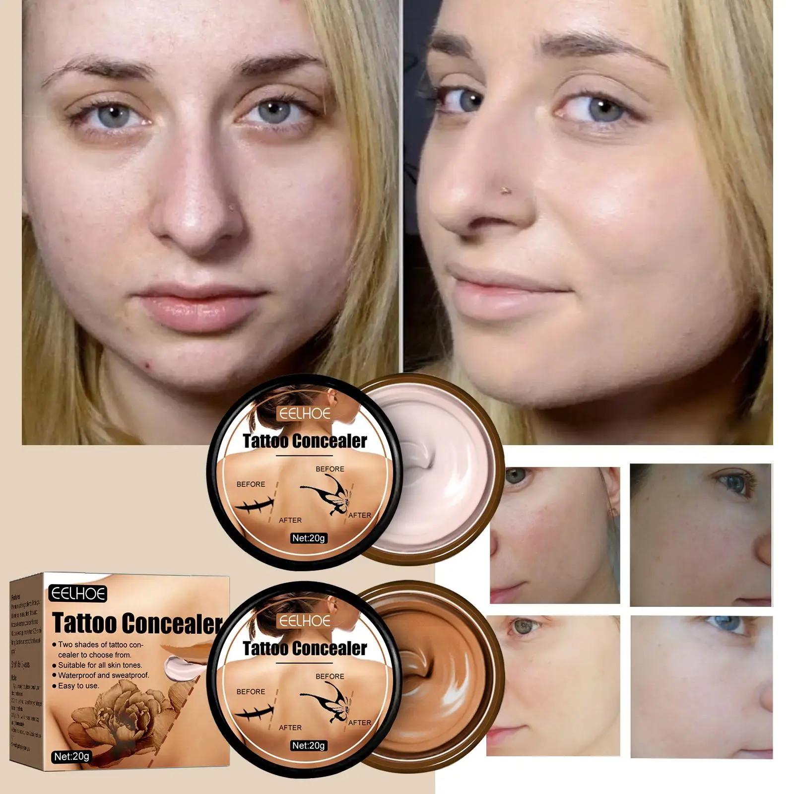 Waterproof Tattoo Concealer Cover Scar Makeup Brighten Foundation Cream Freckle Birthmarks Cover Concealer Body Coverage Cream 4